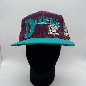 Vintage Anaheim Mighty‎ Ducks Snapback Hat Cap Purple Teal NHL Hockey